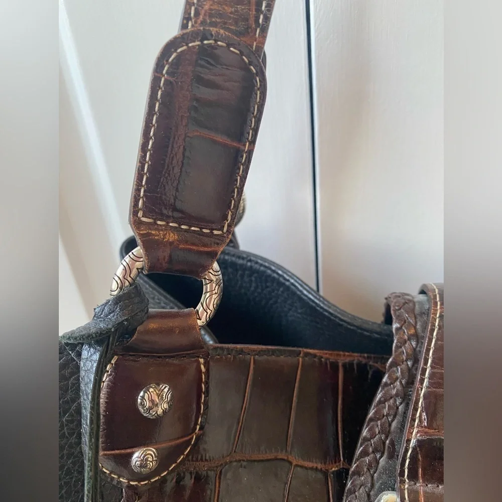 Brighton Croc and Pebbled Leather Satchel Style Handbag - Picture 7 of 13